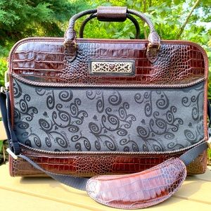 Brighton weekender/travel bag with black signature fabric & brown leather trim